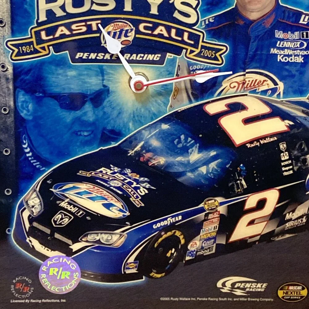 Rusty Wallace Miller Lite NASCAR Wall Clock 2005 Last Call #2 Car Penske Racing